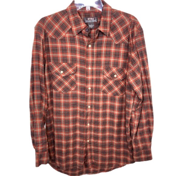 Moose Creek Other - Moose Creek Men's Orange & Brown Flannel Shirt - L